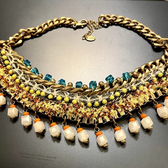 Zara Beaded Gold Tone Statement Necklace - Picture 5 of 8